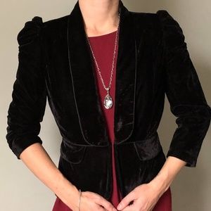 Black Crushed Velvet Fitted Blazer